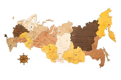 Карта России из дерева "Color Rus" (75х45 см.) - фото 5000