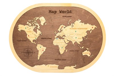 Карта Мира в овальной рамке "Brown" - фото 5394