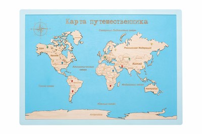 Карта мира в прямоугольной рамке "Blue" - фото 5400