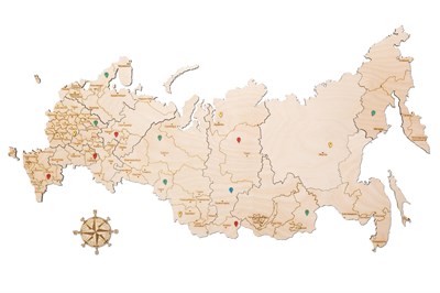 Карта России из дерева "White" - фото 5403